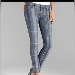 Paige Skyline Ankle Peg Jeans Size 29 Grey Pants Checkered Striped Plaid Cloud